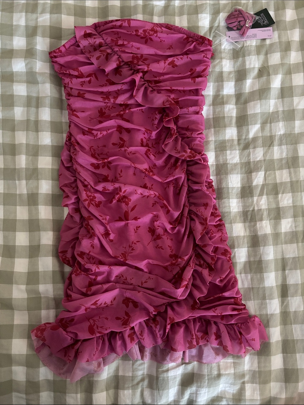 Target Brand Fuchsia Ruffled Strapless Dress with optional straps